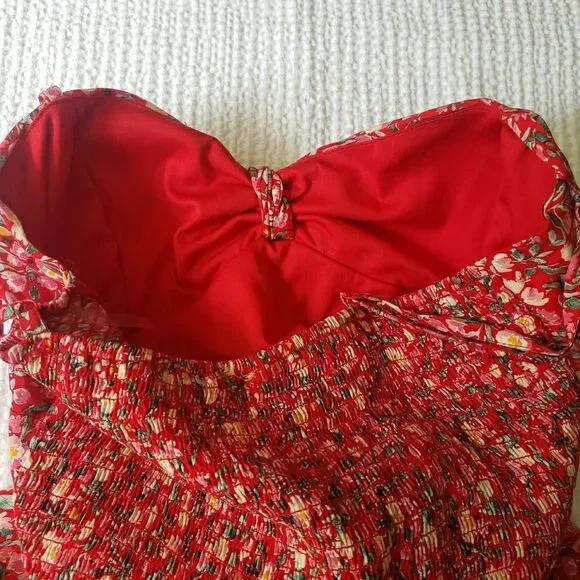 AUW Red Floral Midi Dress - Picture 11 of 14